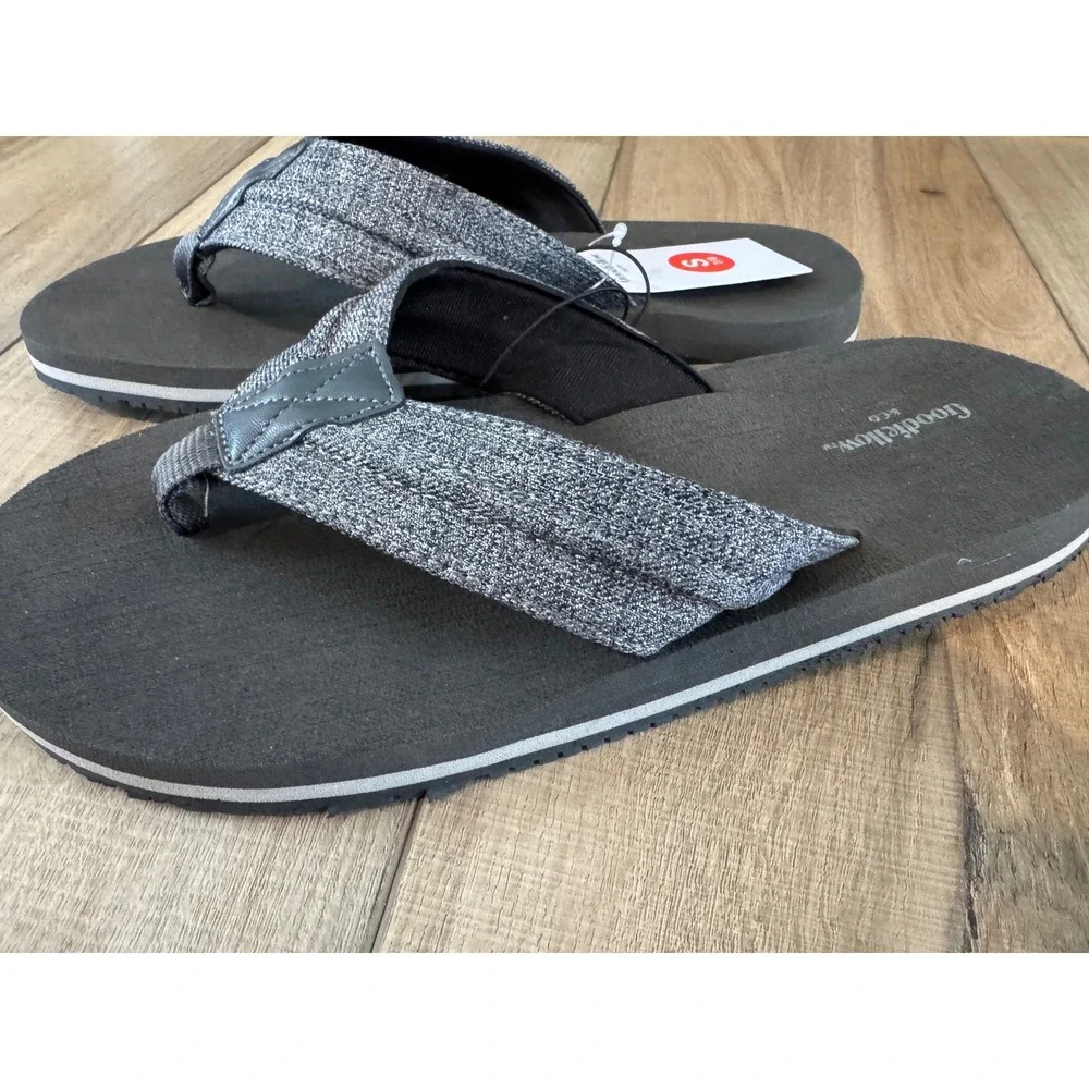 Goodfellow &‎ Co Flip Flop Sandals Mens Size Small 7/8 Gray Fabric Strap Foam